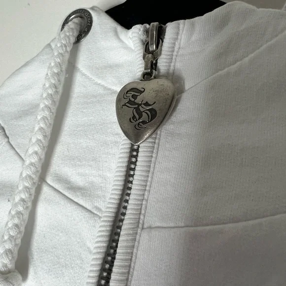 Nautical Twisted Heart Hoodie White Anchor Jeweled Gold Embellished Zip Hoodie - Picture 6 of 9